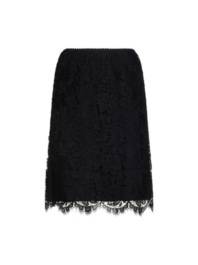Chloé Women Black Floral Lace Straight Skirt
