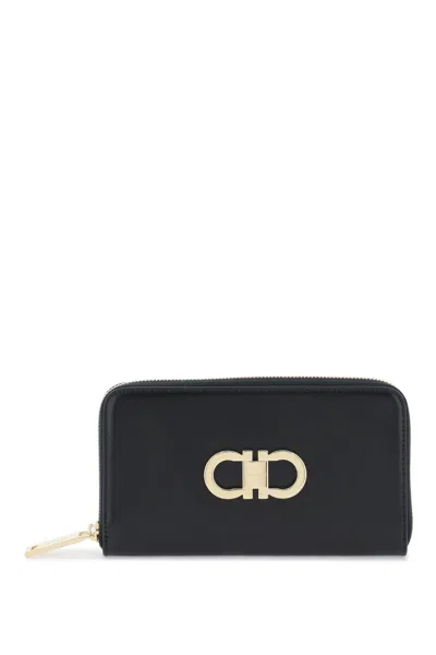 Chloé Black Gancini Hook Leather Wallet With Zip Around Closure