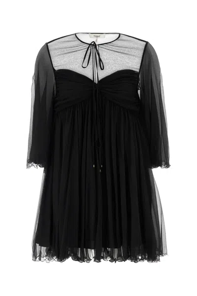 Chloé Black Georgette Mini Dress