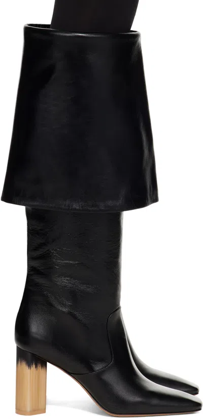CHLOÉ BLACK GEORGIA HEELED TALL BOOTS