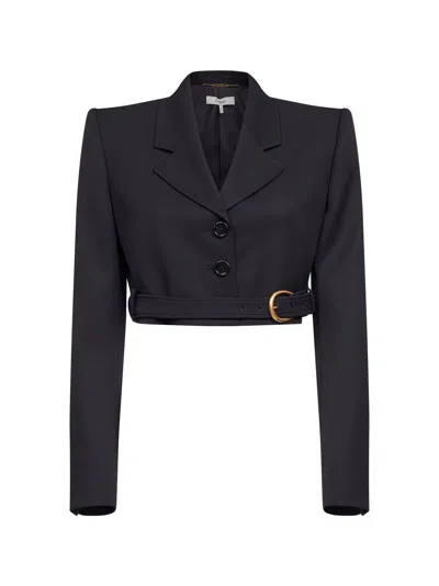 Chloé Black Grain De Poudre Wool Spencer Cropped Jacket
