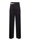 Chloé Black Grain De Poudre Wool Tailored Trousers In Multi