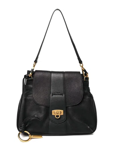 CHLOÉ CHLOÉ BLACK GRAINED CALFSKIN SMALL LEXA SHOULDER BAG (AUTHENTIC PRE-LOVED)