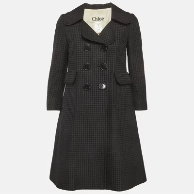 Pre-owned Chloé Black Jacquard Double Breasted Coat M