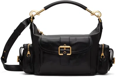 Chloé Camera Medium Shoulder Bag In Croc-embossed Calfskin In Black
