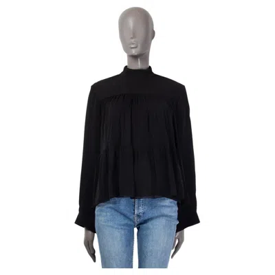 Pre-owned Chloé Chloe Black Layered Mock Neck Blouse Shirt 36 Xs