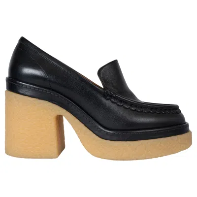 Pre-owned Chloé Chloe Black Leather 2021 Jamie Platform Loafers Pumps Shoes 38