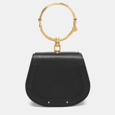 Pre-owned Chloé Black Leather And Suede Small Nile Bracelet Crossbody Bag