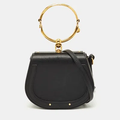 Pre-owned Chloé Black Leather And Suede Small Nile Bracelet Shoulder Bag