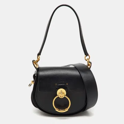 Pre-owned Chloé Black Leather And Suede Small Tess Shoulder Bag