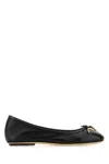 Chloé Bow Detail Round Toe Flat Sole Ballerina Shoes In Black