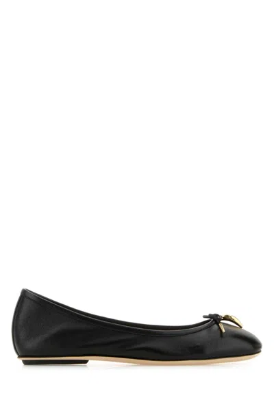 CHLOÉ BLACK LEATHER BALLET FLATS