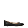 Chloé Lauren Scalloped Leather Ballet Flats In Black