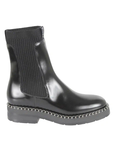 Chloé Black Leather Boots In Grey