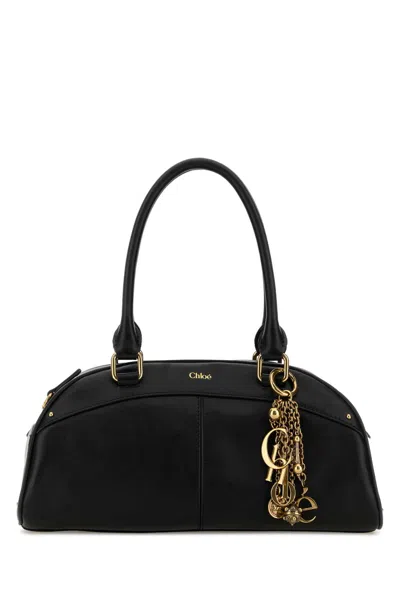 Chloé Black Leather Bowling Handbag