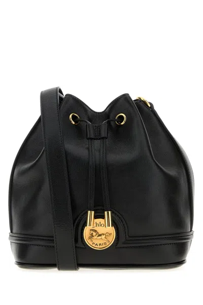Chloé Chloe Black Leather Bucket Bag