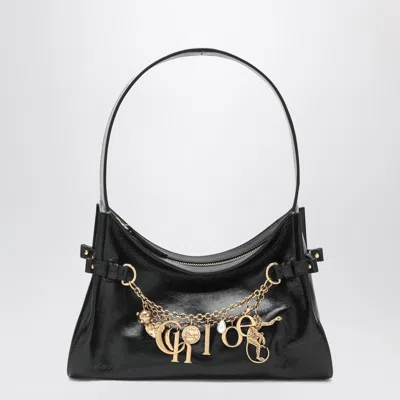 CHLOÉ CHLOÉ BLACK LEATHER CHLOÉ CHARMS HOBO BAG WOMEN
