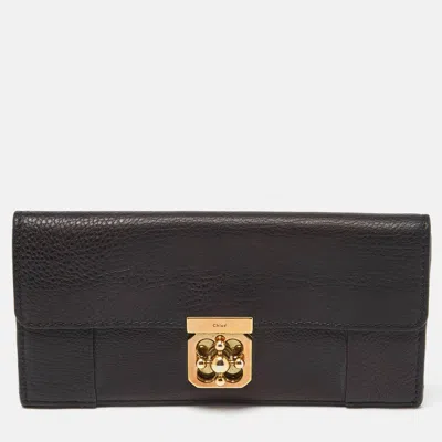 Pre-owned Chloé Black Leather Elsie Continental Wallet