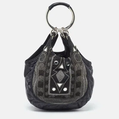 Pre-owned Chloé Black Leather Embellished Ring Handle Hobo