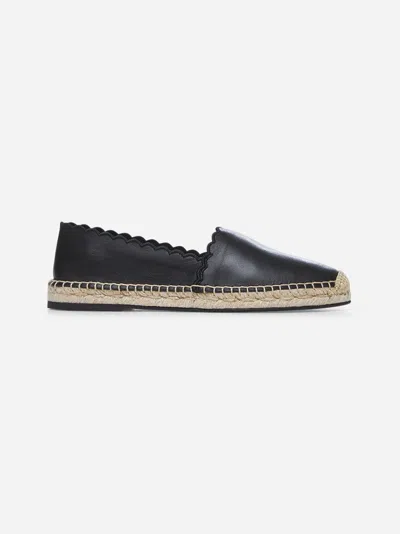 Chloé Slip-on Scalloped Edges Flat Shoes In Black