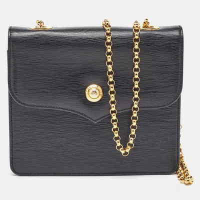 Pre-owned Chloé Black Leather Flap Chain Link Crossbody Bag