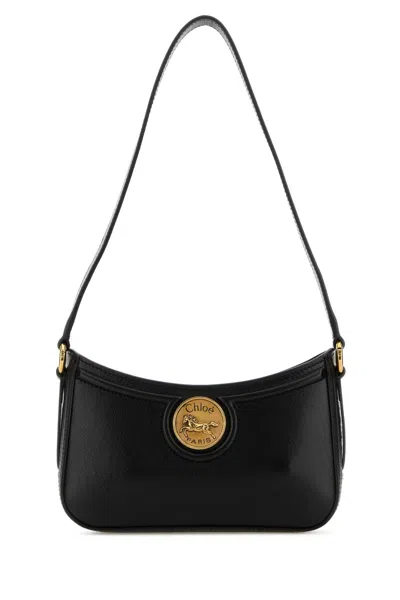 Chloé Black Leather Horse Medal Shoulder Bag