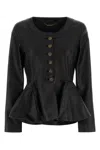 Chloé Leather Jacket Button Detail Long Sleeves In Black