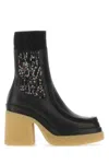 Chloé Jamie Ribbed-knit And Leather Platform Chelsea Boots In 001