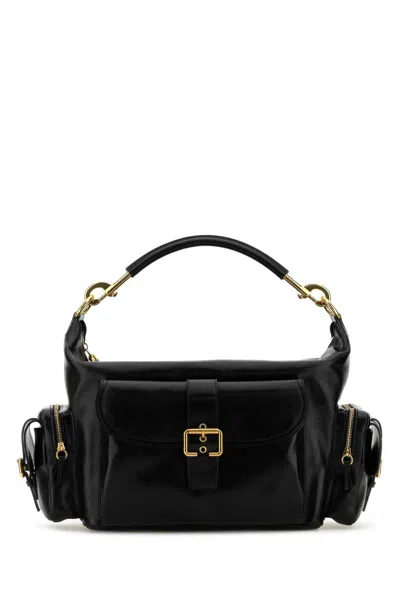 Chloé Black Leather Large Shopping Bag In Blue