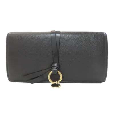 Pre-owned Chloé Black Leather Long Wallet (bi-fold) ()