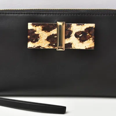 Pre-owned Chloé Black Leather Long Wallet (bi-fold) ()