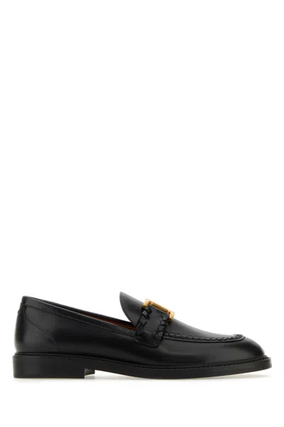 Chloé Black Leather Marcie Loafers