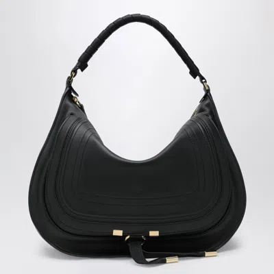Chloé Black Leather Marcie Shoulder Bag In Blue