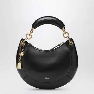 Chloé Black Leather Marcie Shoulder Bag In Blue