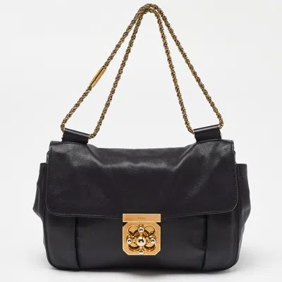 Pre-owned Chloé Black Leather Medium Elsie Chain Shoulder Bag