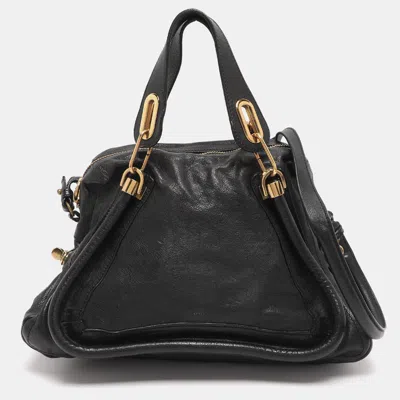 Pre-owned Chloé Black Leather Medium Paraty Shoulder Bag