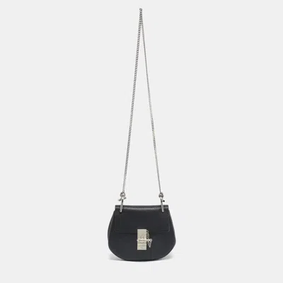 Pre-owned Chloé Black Leather Mini Drew Chain Shoulder Bag