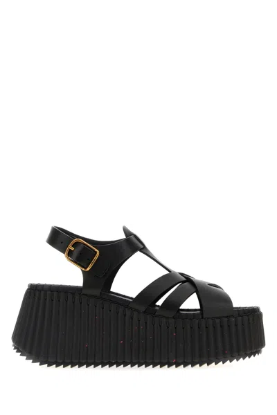 Chloé Chloe Black Leather Nama Sandals