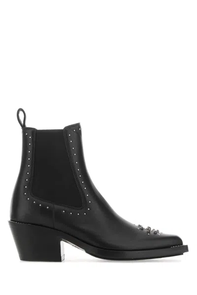 CHLOÉ BLACK LEATHER NELLIE ANKLE BOOTS