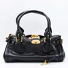 Chloé Womens Paddington Padlock Leather Shoulder Bag Kohl Brown In Black