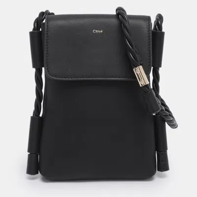 Pre-owned Chloé Black Leather Phone Holder Crossbody Bag
