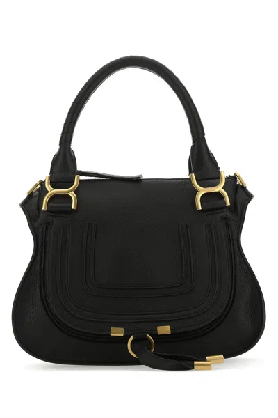 Chloé Marcie Small Leather Handbag With Removable Shoulder Strap In Black