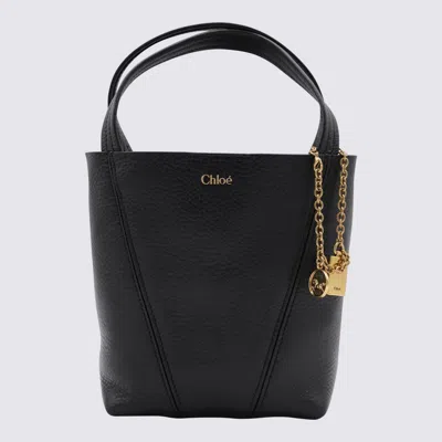 CHLOÉ CHLOÉ BLACK LEATHER SPIN TOTE