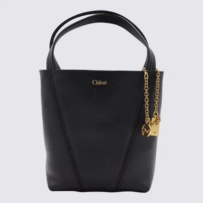 Chloé Black Leather Spin Tote