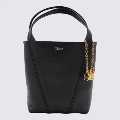 Chloé Black Leather Spin Totes