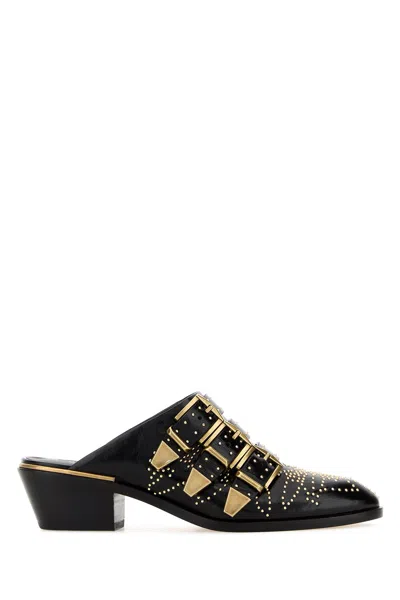Chloé Chloe Black Leather Susan Mules