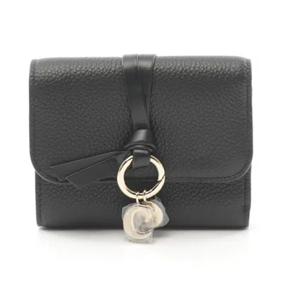 Pre-owned Chloé Black Leather Wallet (tri-fold) ()