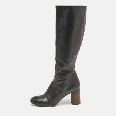 Pre-owned Chloé Black Leather Zip Up Knee Length Boots Size 40