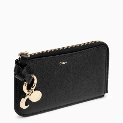 Chloé Black Leather Zipped Card Case For Women