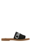 Chloé Woody Flat Logo Ribbon Slide Sandals